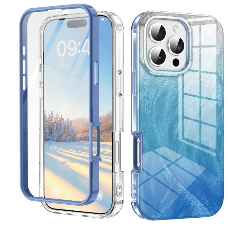 For iPhone 16 Pro Max IMD Gradient Feather PC Hybrid TPU Phone Case(Blue) - iPhone 16 Pro Max Cases by buy2fix | Online Shopping UK | buy2fix