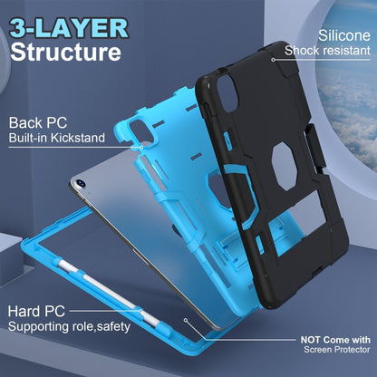 For iPad Air 11 2024 Contrast Color Silicone Acrylic PC Tablet Case with Holder(Black Blue) - iPad Air 11 2024 Cases by buy2fix | Online Shopping UK | buy2fix