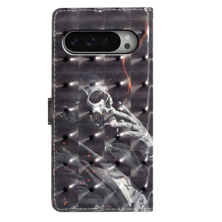 For Google Pixel 9 / 9 Pro 3D Pattern Leather Phone Case(Skull) - Google Cases by buy2fix | Online Shopping UK | buy2fix