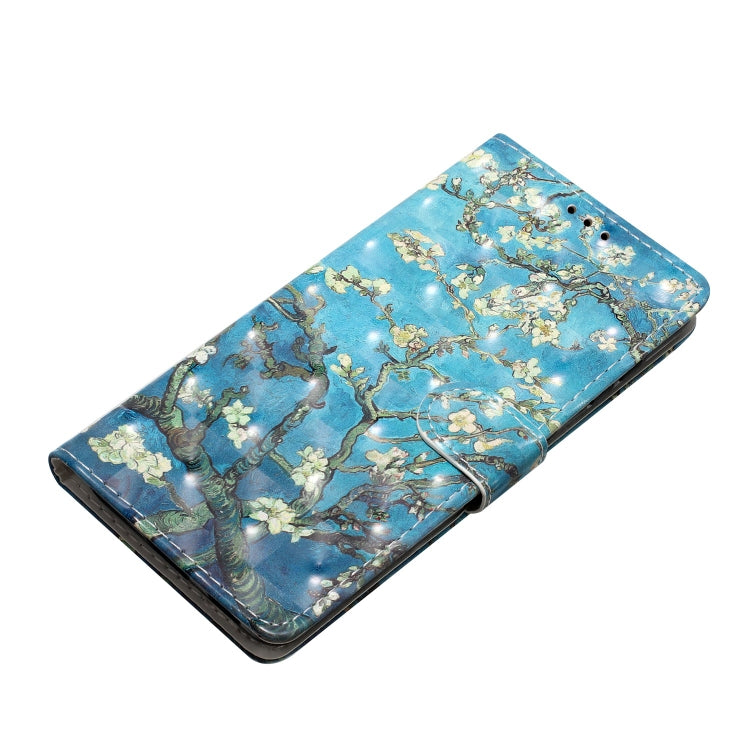 For Google Pixel 9 Pro XL 3D Pattern Leather Phone Case(Blue Base Apricot Flower) - Google Cases by buy2fix | Online Shopping UK | buy2fix