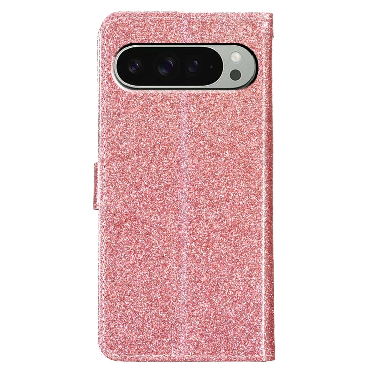 For Google Pixel 9 Pro XL Glitter Powder Flip Leather Phone Case(Rose Gold) - Google Cases by buy2fix | Online Shopping UK | buy2fix