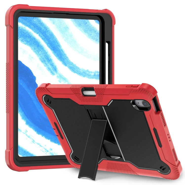 For iPad Air 11 2024 / Air 2022 10.9 Shockproof Silicone Hybrid PC Tablet Case with Holder(Black + Red) - iPad Air 11 2024 Cases by buy2fix | Online Shopping UK | buy2fix