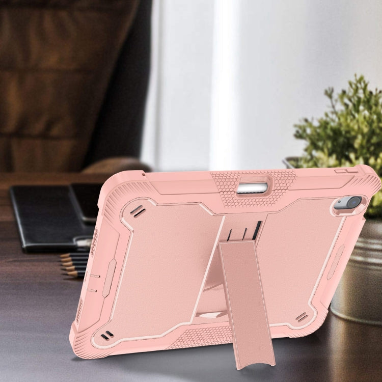 For iPad Air 11 2024 / Air 2022 10.9 Shockproof Silicone Hybrid PC Tablet Case with Holder(Rose Gold) - iPad Air 11 2024 Cases by buy2fix | Online Shopping UK | buy2fix