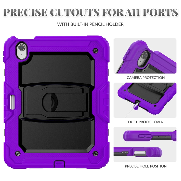 For iPad Air 11 2024 Silicone Hydric PC Tablet Case with Shoulder Strap & Holder(Purple) - iPad Air 11 2024 Cases by buy2fix | Online Shopping UK | buy2fix