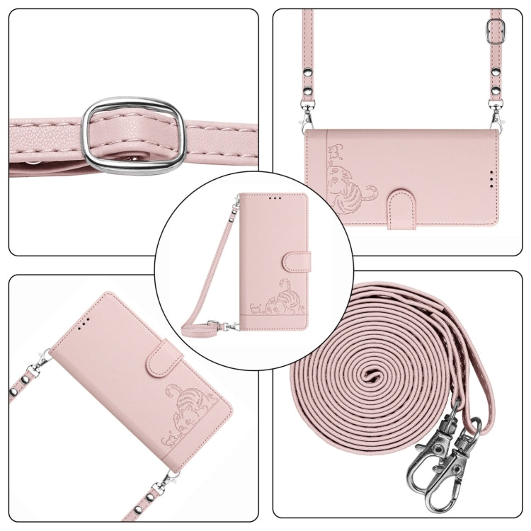 For Blackview Wave 6C Cat Rat Embossed Pattern RFID Leather Phone Case with Lanyard(Pink) - More Brand by buy2fix | Online Shopping UK | buy2fix