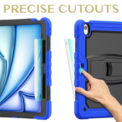 For iPad Air 13 2024 Silicone Hydric PC Tablet Case with Shoulder Strap & Holder(Blue) - iPad Air 13 2024 Cases by buy2fix | Online Shopping UK | buy2fix