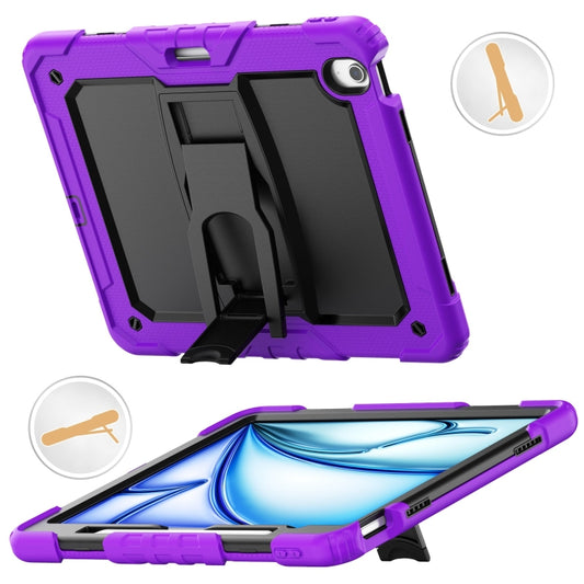 For iPad Air 13 2024 Silicone Hydric PC Tablet Case with Shoulder Strap & Holder(Purple) - iPad Air 13 2024 Cases by buy2fix | Online Shopping UK | buy2fix