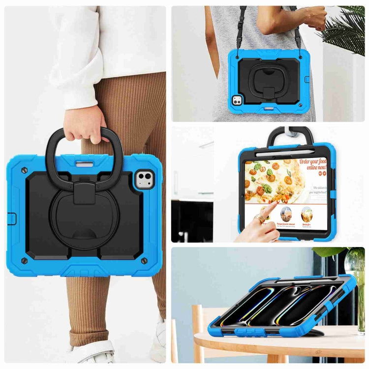 For iPad Pro 11 2024 Handle Silicone Hydric PC Tablet Case with Shoulder Strap(Light Blue) - iPad Pro 11 2024 Cases by buy2fix | Online Shopping UK | buy2fix