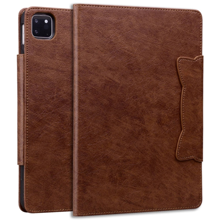 For iPad Pro 13 2024 Cat Buckle Leather Smart Tablet Case(Brown) - iPad Pro 13 2024 Cases by buy2fix | Online Shopping UK | buy2fix