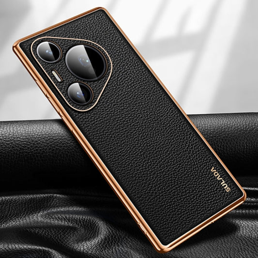 For Huawei Pura 70 SULADA TPU + Litchi Texture Leather Phone Case(Black) - Huawei Cases by SULADA | Online Shopping UK | buy2fix