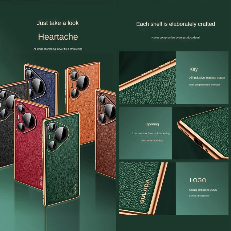 For Huawei Pura 70 SULADA TPU + Litchi Texture Leather Phone Case(Green) - Huawei Cases by SULADA | Online Shopping UK | buy2fix