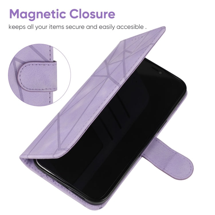 For Google Pixel 9 / 9 Pro Skin Feel Geometric Lines Leather Phone Case(Purple) - Google Cases by buy2fix | Online Shopping UK | buy2fix