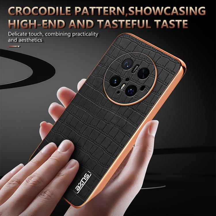 For Huawei Mate 70 Pro / 70 Pro+ AZNS Electroplated Frame Crocodile Texture Full Coverage Phone Case(Black) - Huawei Cases by AZNS | Online Shopping UK | buy2fix