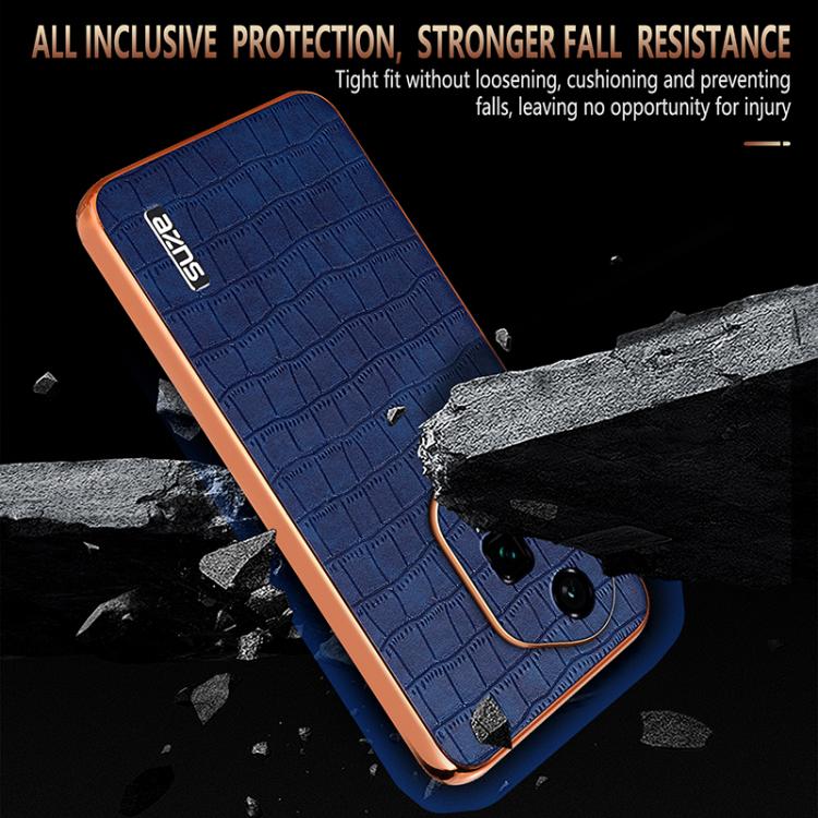 For Honor 300 Ultra AZNS Electroplated Frame Crocodile Texture Full Coverage Phone Case(Black) - Honor Cases by AZNS | Online Shopping UK | buy2fix