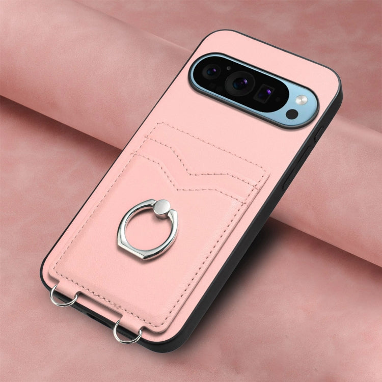 For Google Pixel 9 / 9 Pro R20 Ring Card Holder Phone Case(Pink) - Google Cases by buy2fix | Online Shopping UK | buy2fix