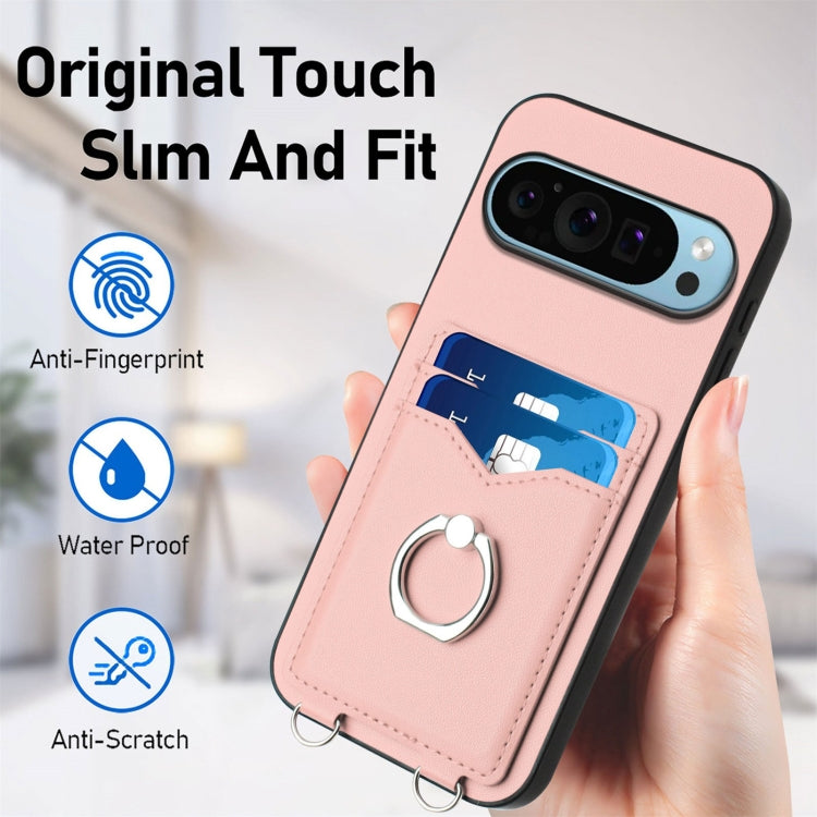 For Google Pixel 9 Pro XL R20 Ring Card Holder Phone Case(Pink) - Google Cases by buy2fix | Online Shopping UK | buy2fix