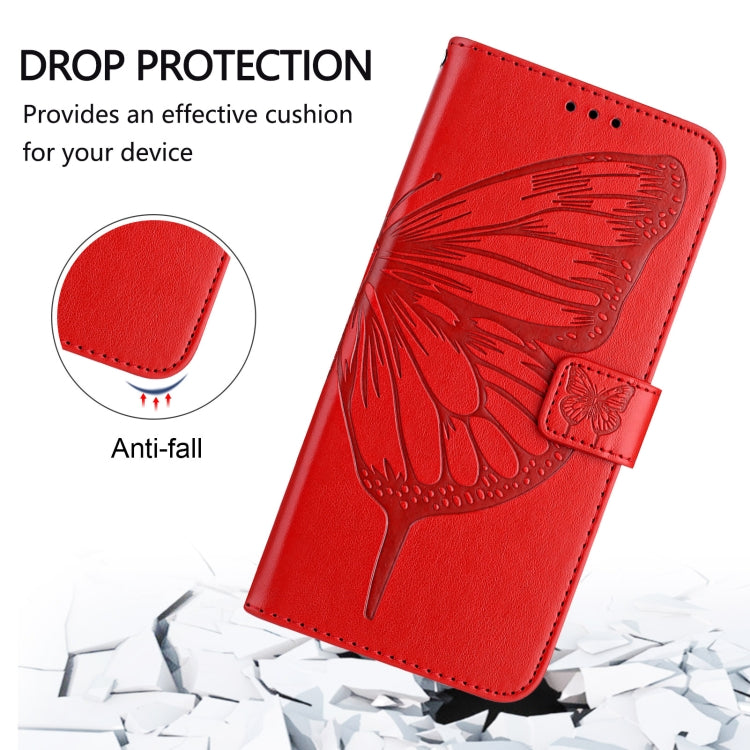 For Blackview A52 Embossed Butterfly Leather Phone Case(Red) - More Brand by buy2fix | Online Shopping UK | buy2fix