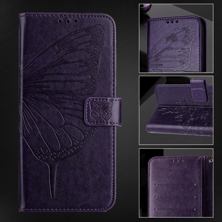 For Blackview Shark 8 Embossed Butterfly Leather Phone Case(Dark Purple) - More Brand by buy2fix | Online Shopping UK | buy2fix