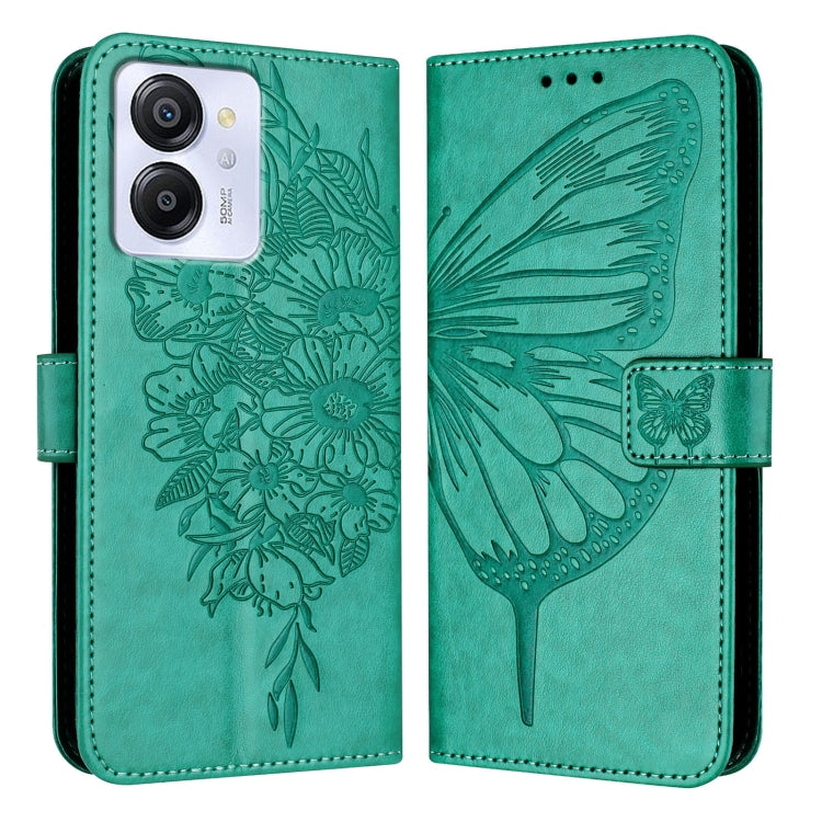 For Blackview Color 8 Embossed Butterfly Leather Phone Case(Green) - More Brand by buy2fix | Online Shopping UK | buy2fix