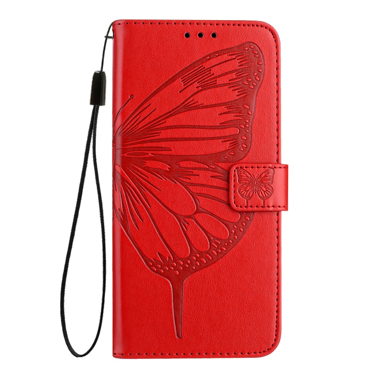 For Blackview Color 8 Embossed Butterfly Leather Phone Case(Red) - More Brand by buy2fix | Online Shopping UK | buy2fix