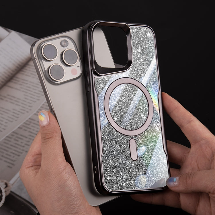 For iPhone 13 Pro Max Blade MagSafe Magnetic Gradient Glitter PC Phone Case(Silver White) - iPhone 13 Pro Max Cases by buy2fix | Online Shopping UK | buy2fix