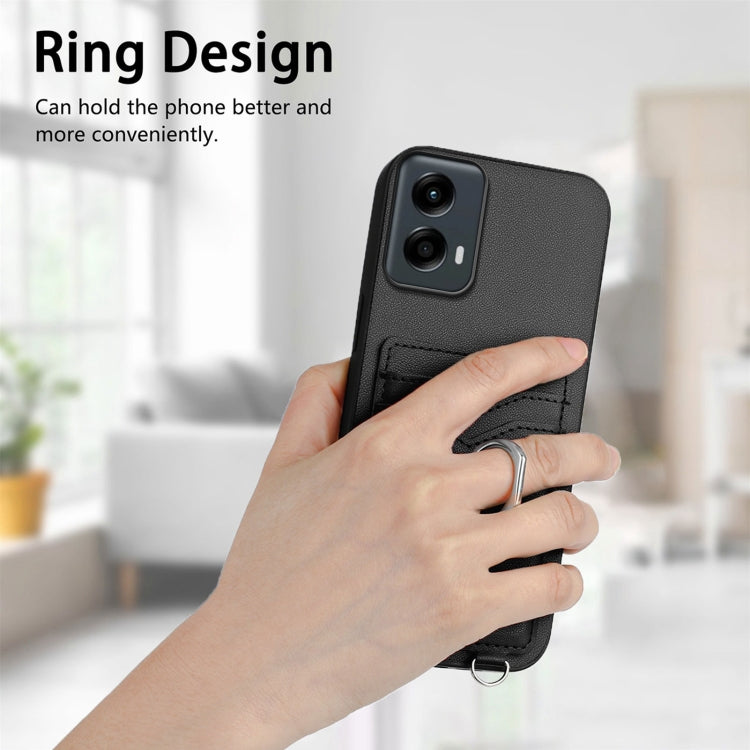 For Motorola Moto G 5G 2024 R20 Ring Card Holder Phone Case(Black) - Motorola Cases by buy2fix | Online Shopping UK | buy2fix