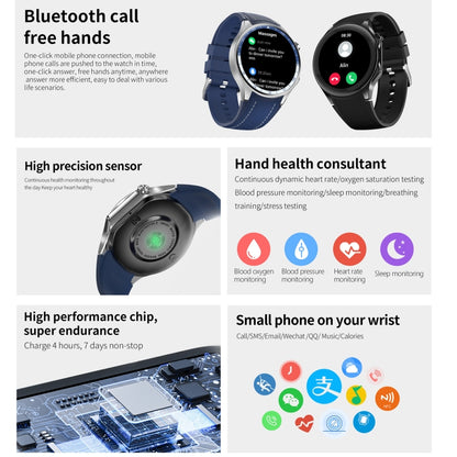 HD Watch X 1.43 inch IP68 BT5.3 Sport Smart Watch, Support Bluetooth Call / Sleep / Blood Oxygen / Heart Rate / Blood Pressure Health Monitor(Blue Leather + Blue Silicone Strap) - Smart Watches by buy2fix | Online Shopping UK | buy2fix