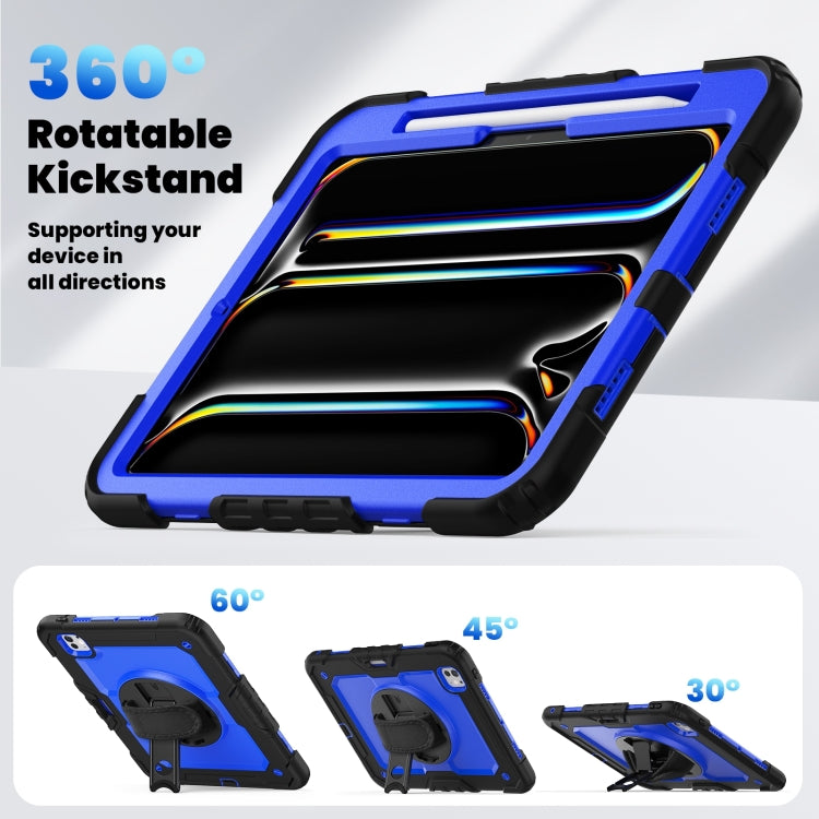 For iPad Pro 11 2024 Silicone Hybrid PC Tablet Case with Shoulder Strap(Dark Blue + Black) - iPad Pro 11 2024 Cases by buy2fix | Online Shopping UK | buy2fix