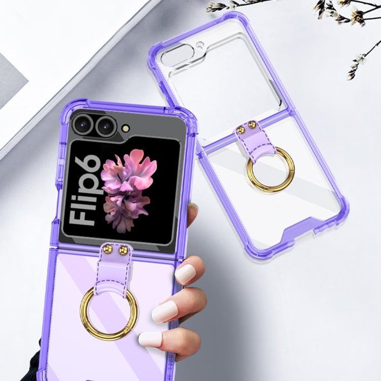 For Samsung Galaxy Z Flip6 GKK Airbag Ring Full Coverage Phone Case with Tempered Film(Purple) - Galaxy Z Flip6 5G Cases by GKK | Online Shopping UK | buy2fix