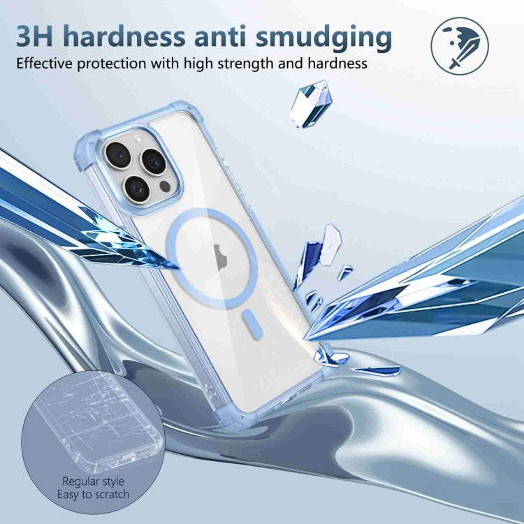 For iPhone 14 Transparent MagSafe Magnetic Phone Case(Blue) - iPhone 14 Cases by buy2fix | Online Shopping UK | buy2fix