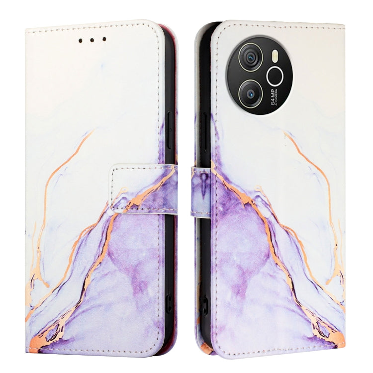 For Blackview Shark 8 PT003 Marble Pattern Flip Leather Phone Case(White Purple) - More Brand by buy2fix | Online Shopping UK | buy2fix