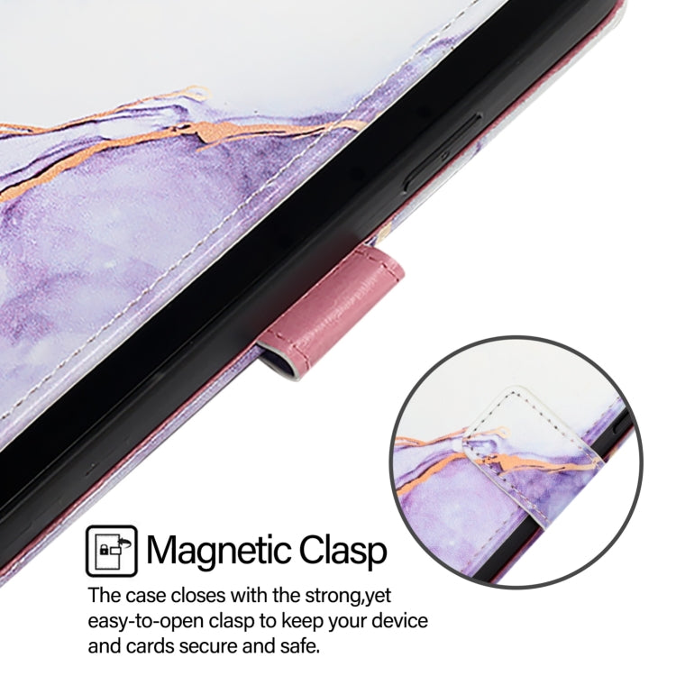 For Blackview Wave 6C PT003 Marble Pattern Flip Leather Phone Case(White Purple) - More Brand by buy2fix | Online Shopping UK | buy2fix