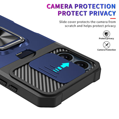 For iPhone 16 Plus Camera Shield Card Slot PC+TPU Phone Case(Purple) - iPhone 16 Plus Cases by buy2fix | Online Shopping UK | buy2fix