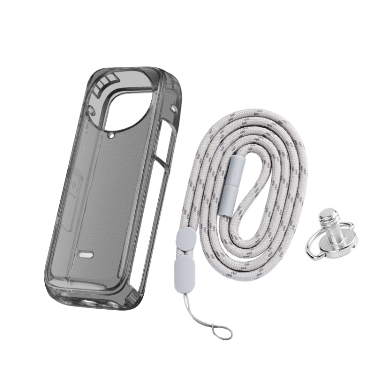 For Insta360 X4 Clear 1.5mm Soft TPU Protective Case With Neck Strap(Clear Black) - Case & Bags by buy2fix | Online Shopping UK | buy2fix