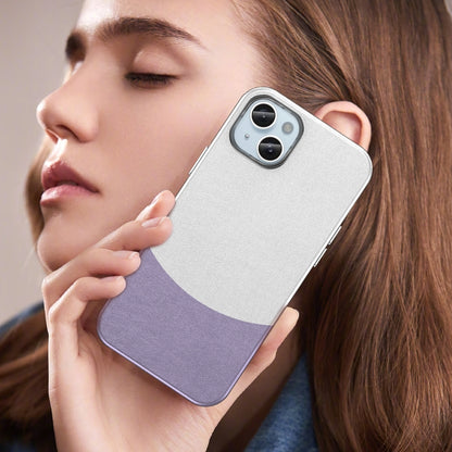 For iPhone 15 Plus Leather Texture MagSafe Magnetic TPU + PC Phone Case(Light Purple) - iPhone 15 Plus Cases by buy2fix | Online Shopping UK | buy2fix