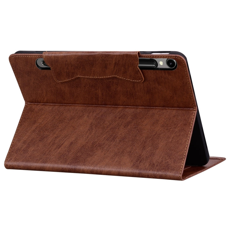 For Samsung Galaxy Tab S9 FE / S9 / S8 / S7 Cat Buckle Leather Smart Tablet Case(Brown) - Galaxy Tab S9 Cases by buy2fix | Online Shopping UK | buy2fix