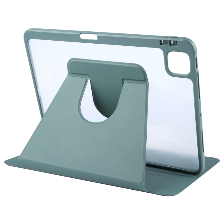 For iPad Air 13 2024 GEBEI Acrylic TPU 3-folding Rotating Smart Tablet Leather Case withh Pen Slot(Dark Green) - iPad Air 13 2024 Cases by GEBEI | Online Shopping UK | buy2fix