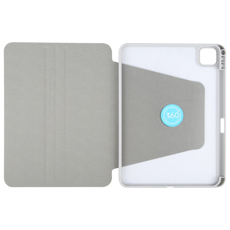 For iPad Pro 11 2024 GEBEI Acrylic TPU 3-folding Rotating Smart Tablet Leather Case withh Pen Slot(Grey) - iPad Pro 11 2024 Cases by GEBEI | Online Shopping UK | buy2fix