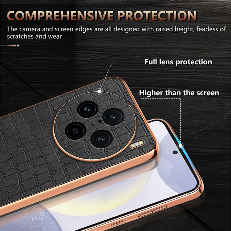 For vivo X100 Pro 5G / X100s Pro AZNS Electroplated Frame Crocodile Texture Full Coverage Phone Case(Blue) - vivo Tempered Glass by AZNS | Online Shopping UK | buy2fix