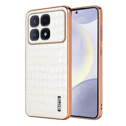 For Redmi K70 Ultra AZNS Electroplated Frame Crocodile Texture Full Coverage Phone Case(White) - Xiaomi Cases by AZNS | Online Shopping UK | buy2fix