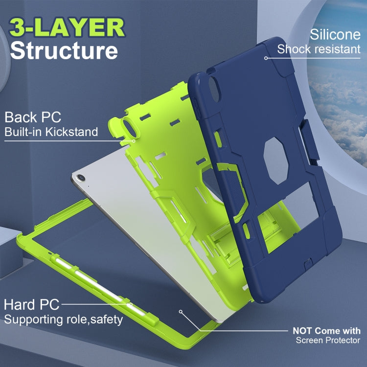 For iPad Air 13 2024 Contrast Color Silicone Acrylic PC Tablet Case with Holder(Navy Blue Yellow Green) - iPad Air 13 2024 Cases by buy2fix | Online Shopping UK | buy2fix