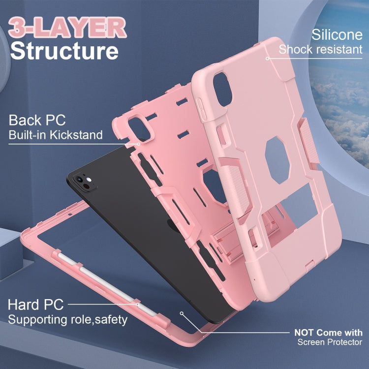 For iPad Pro 13 2024 Contrast Color Silicone Acrylic PC Tablet Case with Holder(Rose Gold) - iPad Pro 13 2024 Cases by buy2fix | Online Shopping UK | buy2fix