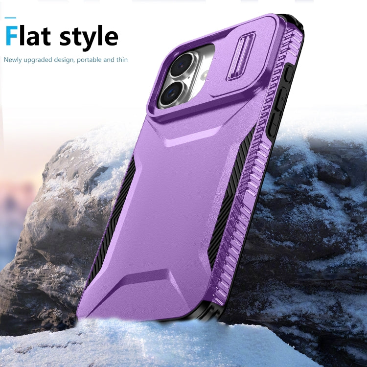 For iPhone 16 Sliding Camshield Phone Case(Purple) - iPhone 16 Cases by buy2fix | Online Shopping UK | buy2fix