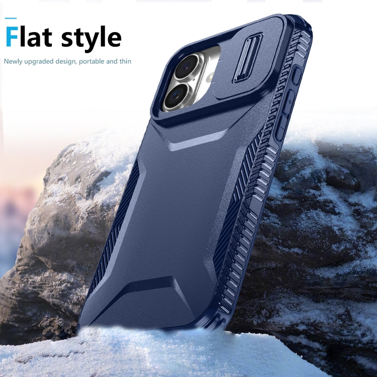 For iPhone 16 Plus Sliding Camshield Phone Case(Blue) - iPhone 16 Plus Cases by buy2fix | Online Shopping UK | buy2fix