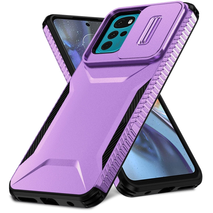 For Motorola Moto G22 2024 Sliding Camshield Phone Case(Purple) - Motorola Cases by buy2fix | Online Shopping UK | buy2fix