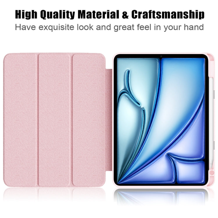 For iPad Air 11 2024 / Pro 11 2022 Acrylic 3-Fold Smart Leather Tablet Case(Pink) - iPad Air 11 2024 Cases by buy2fix | Online Shopping UK | buy2fix