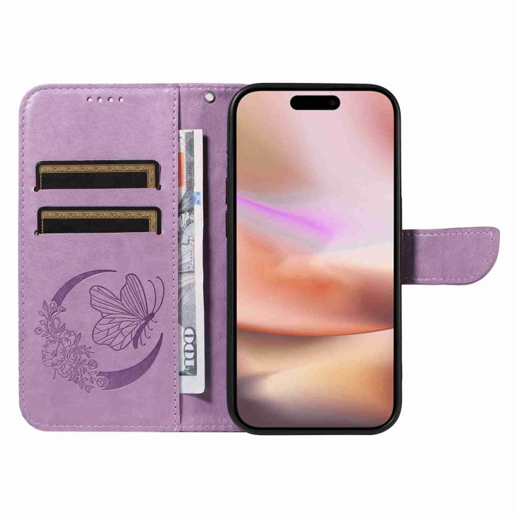 For iPhone 16 Plus Swallowtail Butterfly Embossed Leather Phone Case(Purple) - iPhone 16 Plus Cases by buy2fix | Online Shopping UK | buy2fix