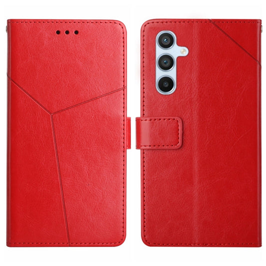 For Samsung Galaxy S25 5G Y-shaped Pattern Flip Leather Phone Case(Red) - Galaxy S25 5G Cases by buy2fix | Online Shopping UK | buy2fix