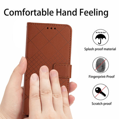 For Samsung Galaxy S25 Ultra 5G Rhombic Grid Texture Leather Phone Case(Brown) - Galaxy S25 Ultra 5G Cases by buy2fix | Online Shopping UK | buy2fix