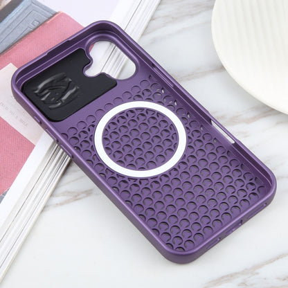 For iPhone 16 Pure Color Honeycomb Aromatherapy MagSafe Phone Case(Purple) - iPhone 16 Cases by buy2fix | Online Shopping UK | buy2fix